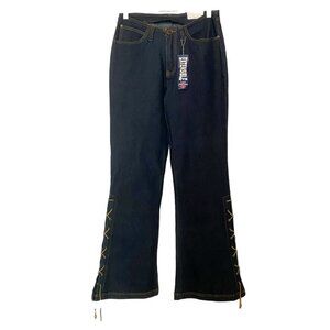 NWT SARGENT PEPPER VINTAGE DARK WASH LACE UP FLARED STRETCH JEANS - S